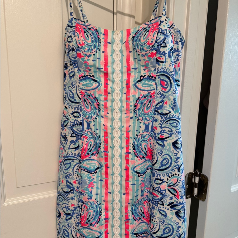 Lilly Pulitzer Blue and Pink Paisley Midi Dress